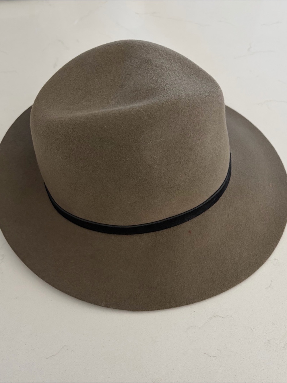 rag & bone Olive Felt Wide-Brim Hat with Black Band - Picture 4 of 8